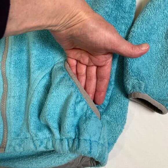 The North Face Girls Oso Hoodie Jacket Full Zip Fleece Pockets Aqua Blue Size L - Picture 5 of 12